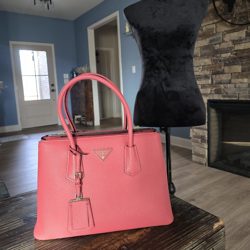 Authentic Prada Pink Saffiano Leather Tote Bag Or Shoulder Bag